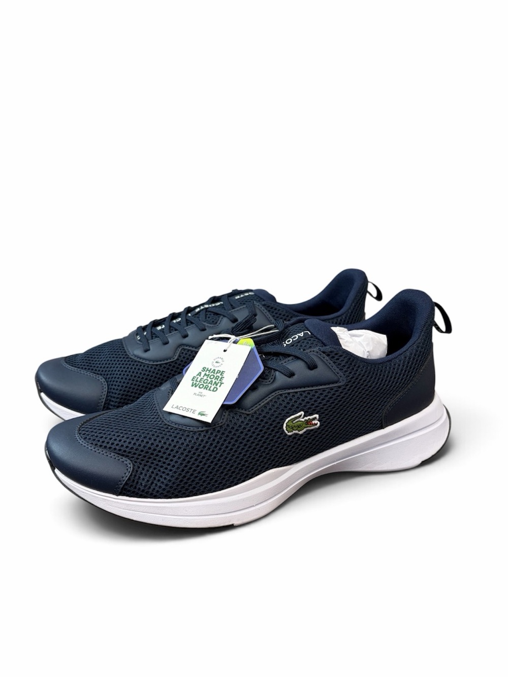 Lacoste Navy Mesh Athletic Sneakers with White Sole